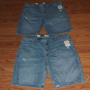 2 pr Signature Levi Strauss  distressed Athletic Denim 11" Shorts   Sz 40